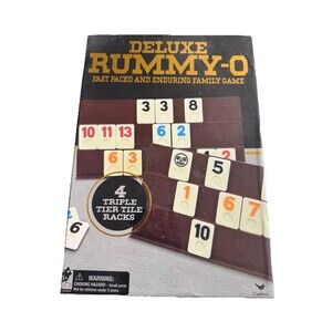 Deluxe Rummy-O 4 Triple Tier Tile Racks 106 Tiles Fast Paced Family Game Sealed